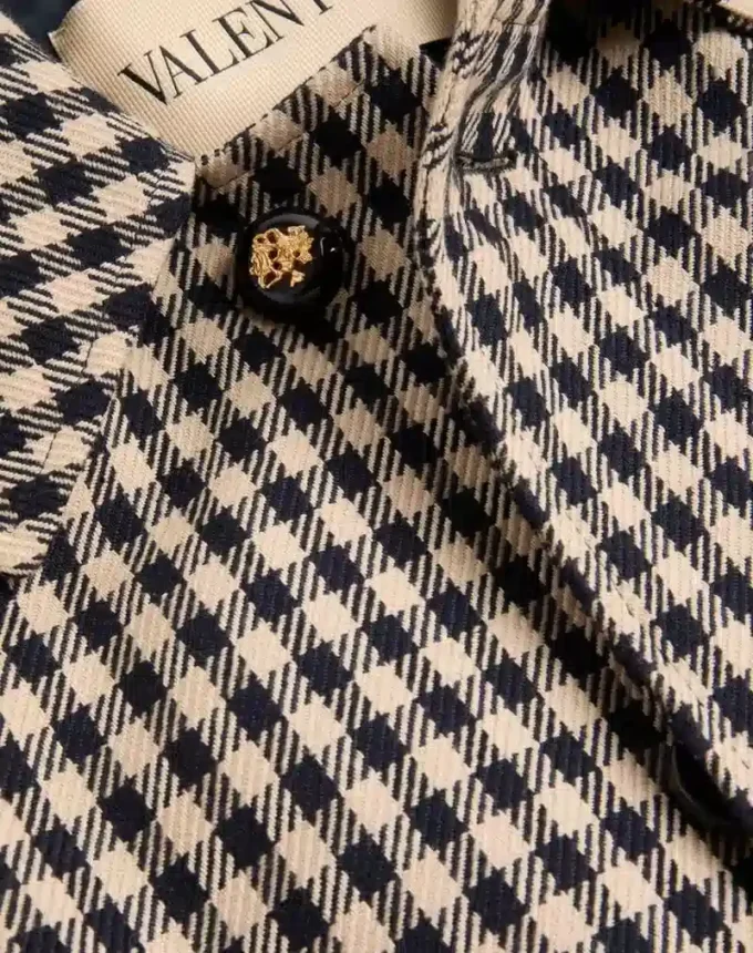 Abrigo de algodón y lana de botonadura sencilla con estampado Vichy Abrigo de algodón y lana de botonadura sencilla con estampado Vichy