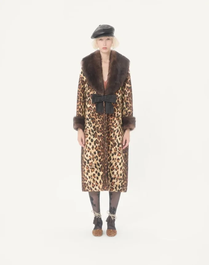 Abrigo de lana con manchas Fauve Eclat