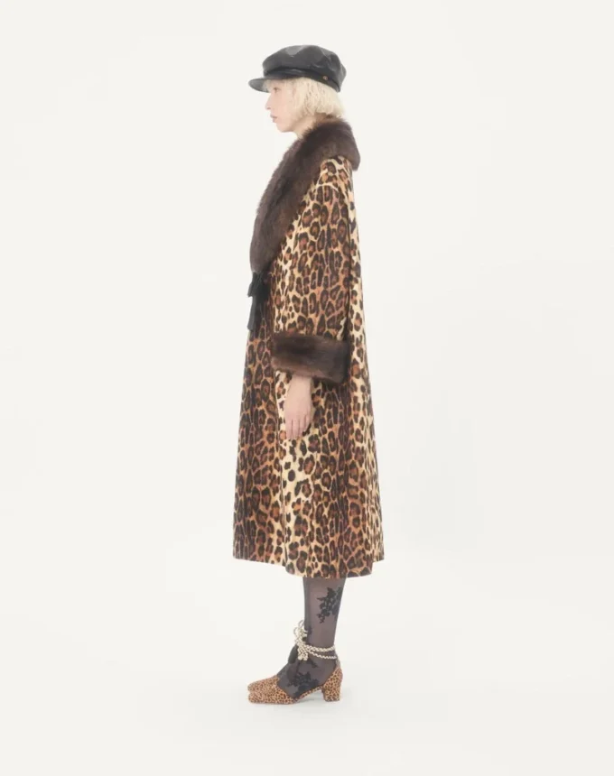 Abrigo de lana con manchas Fauve Eclat