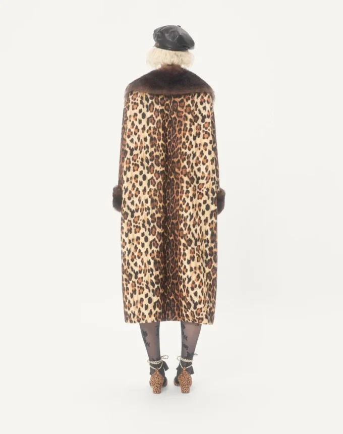 Abrigo de lana con manchas Fauve Eclat