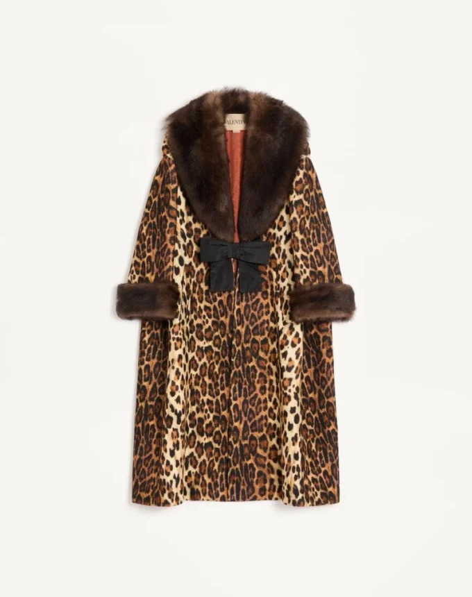 Abrigo de lana con manchas Fauve Eclat