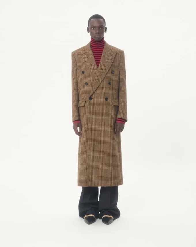Abrigo de lana cruzado con estampado Glen Plaid de Valentino Abrigo de lana cruzado con estampado Glen Plaid de Valentino