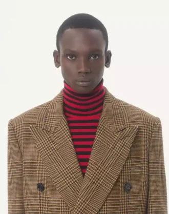 Abrigo de lana cruzado con estampado Glen Plaid de Valentino