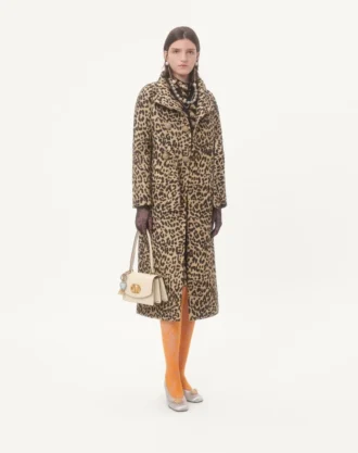 Abrigo de tela con estampado animalier