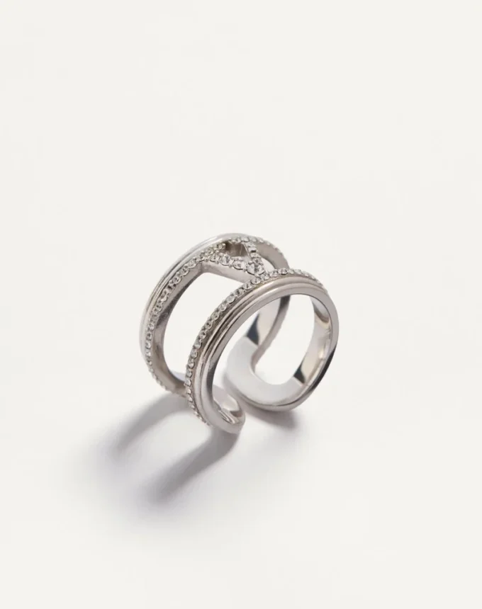 Anillo Ovalette de metal y cristal Swarovski®