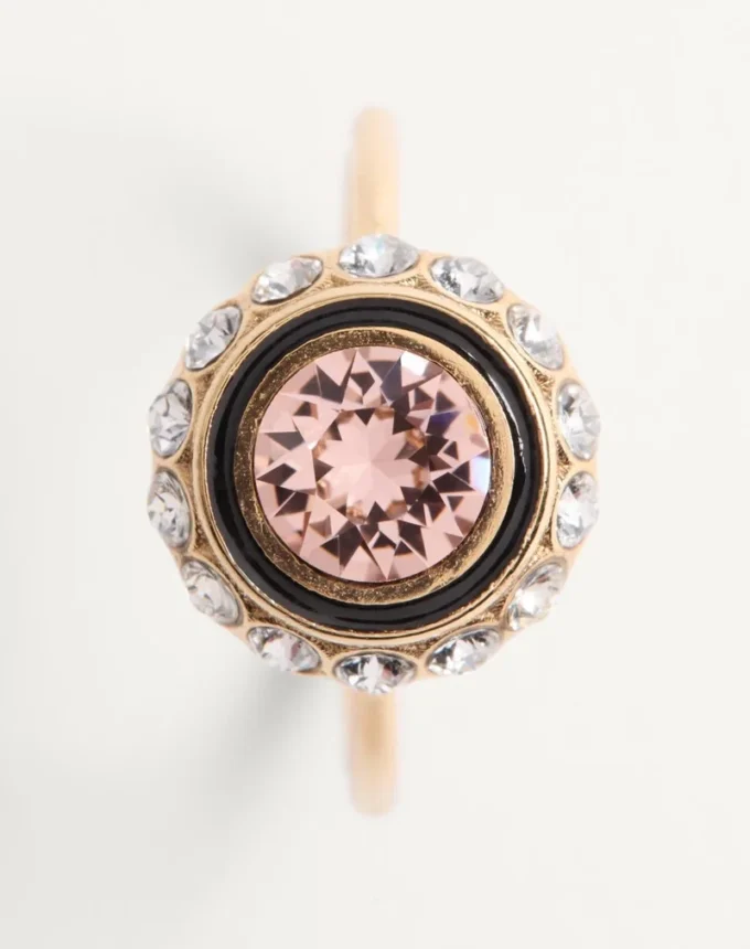 Anillo VLogo Signature en metal, esmalte y cristales