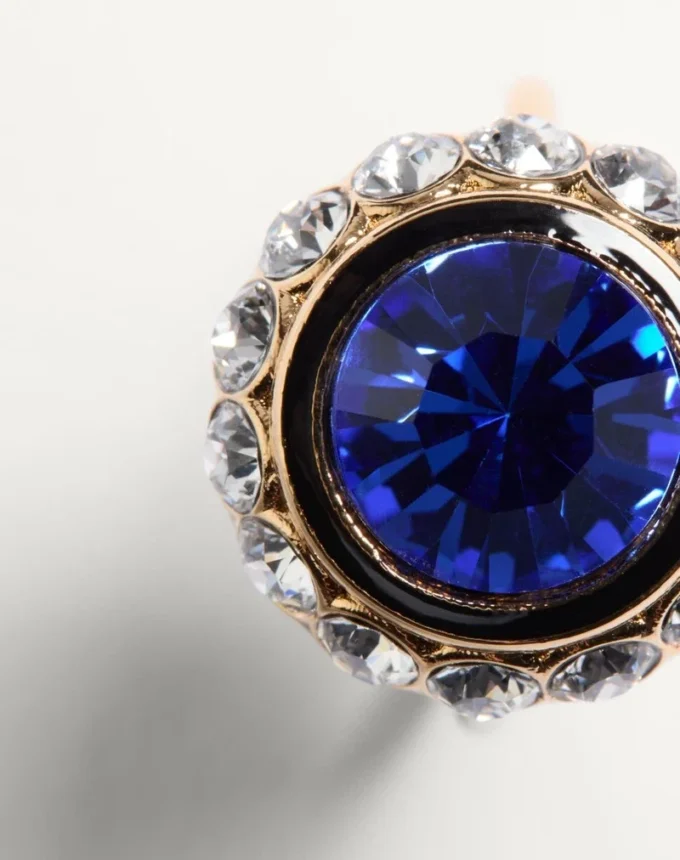 Anillo Vlogo Signature en metal, esmalte y cristales