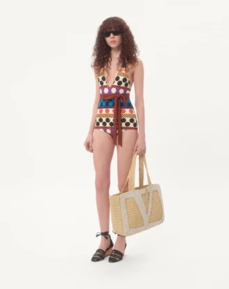 Bañador de una pieza de licra con estampado Opticool Riga Pois