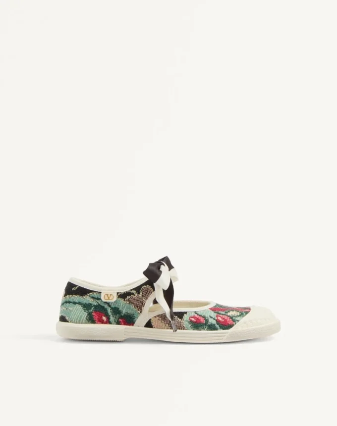 Bailarina Bay By Bay Sneaker en tejido jacquard con bordado floral Bailarina Bay By Bay Sneaker en tejido jacquard con bordado floral