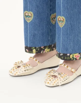 Bailarinas Mary-Jane Bowow en piel de cabrito con tachuelas