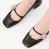 Bailarinas Mary-Jane Preshoes en piel de cabrito con botón joya de 20 mm