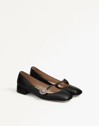 Bailarinas Mary-Jane Preshoes en piel de cabrito con botón joya de 20 mm