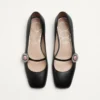 Bailarinas Mary-Jane Preshoes en piel de cabrito con botón joya de 20 mm