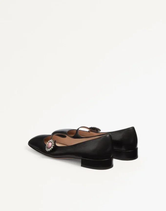 Bailarinas Mary-Jane Preshoes en piel de cabrito con botón joya de 20 mm