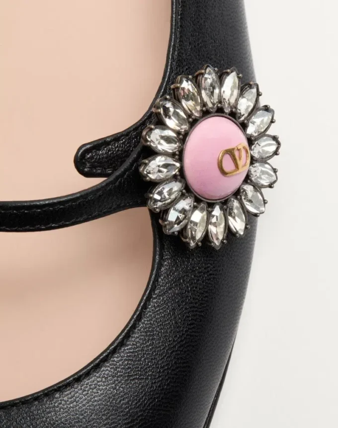 Bailarinas Mary-Jane Preshoes en piel de cabrito con botón joya de 20 mm
