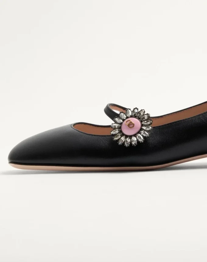 Bailarinas Mary-Jane Preshoes en piel de cabrito con botón joya de 20 mm