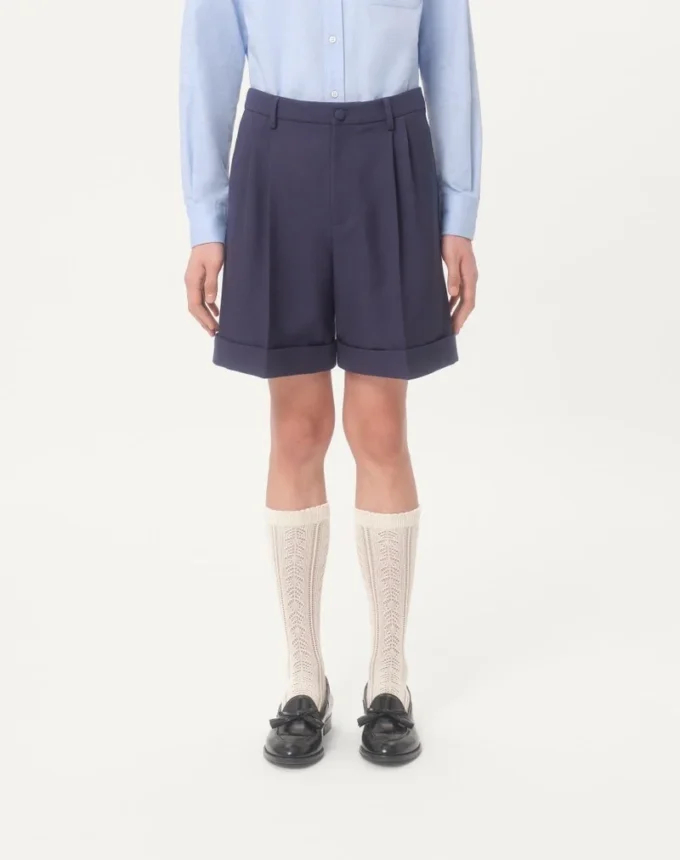 Bermudas de gabardina de lana con puños Bermudas de gabardina de lana con puños