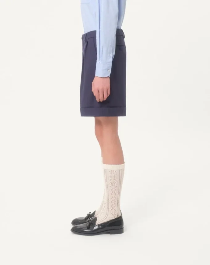 Bermudas de gabardina de lana con puños Bermudas de gabardina de lana con puños