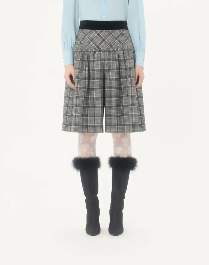 Bermudas de lana con estampado de cuadros Bermudas de lana con estampado de cuadros