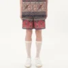 Bermudas de muselina de algodón con estampado Voyage Imaginaire y ribete de pasamanería Bermudas de muselina de algodón con estampado Voyage Imaginaire y ribete de pasamanería