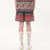Bermudas de muselina de algodón con estampado Voyage Imaginaire y ribete de pasamanería Bermudas de muselina de algodón con estampado Voyage Imaginaire y ribete de pasamanería