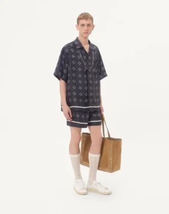 Bermudas de sarga de seda con estampado Opticool integral