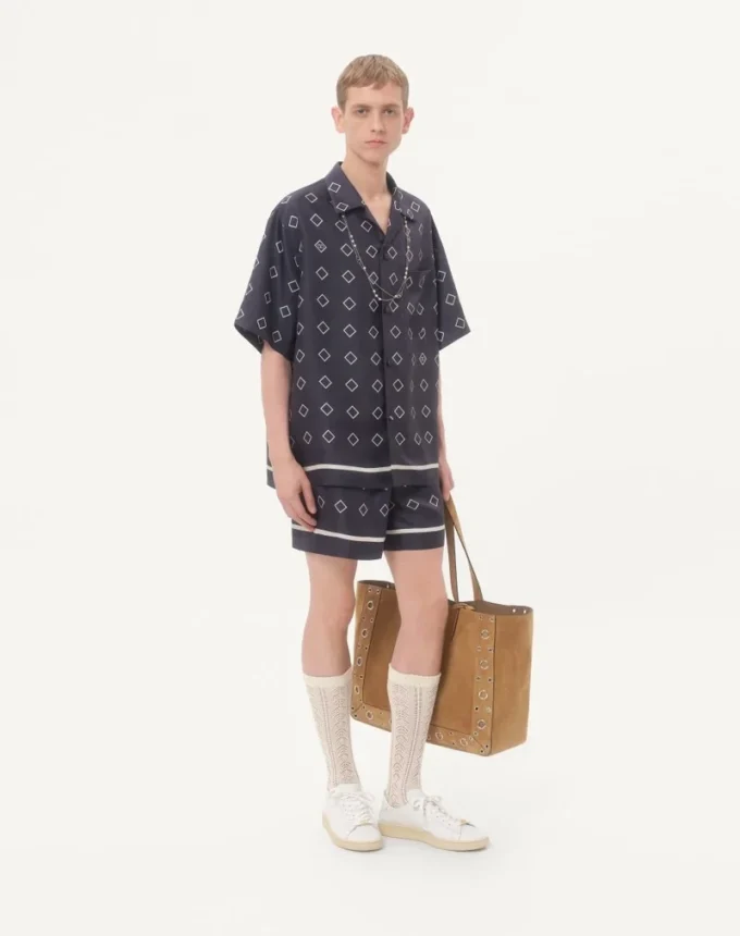 Bermudas de sarga de seda con estampado Opticool integral Bermudas de sarga de seda con estampado Opticool integral