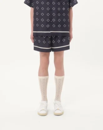 Bermudas de sarga de seda con estampado Opticool integral