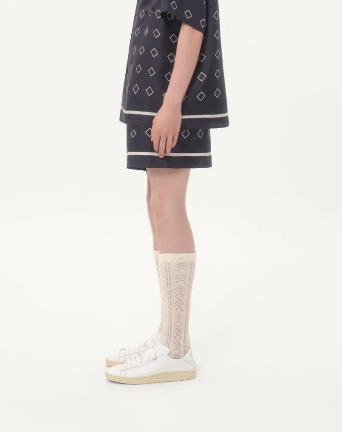 Bermudas de sarga de seda con estampado Opticool integral Bermudas de sarga de seda con estampado Opticool integral