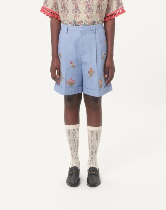 Bermudas vaqueras con bordados Bermudas vaqueras con bordados