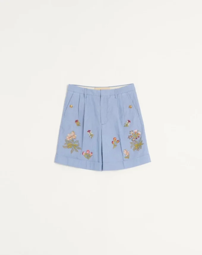 Bermudas vaqueras con bordados Bermudas vaqueras con bordados