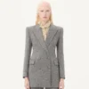 Blazer cruzado en tejido Natté con botones Blazer cruzado en tejido Natté con botones