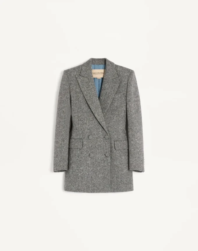 Blazer cruzado en tejido Natté con botones Blazer cruzado en tejido Natté con botones