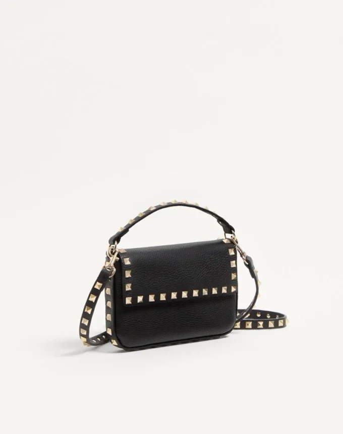 Bolsa Rockstud de piel de becerro granulada