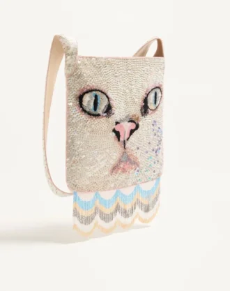 Bolso bandolera bordado con flecos Valentino Garavani Le Chat De La Maison