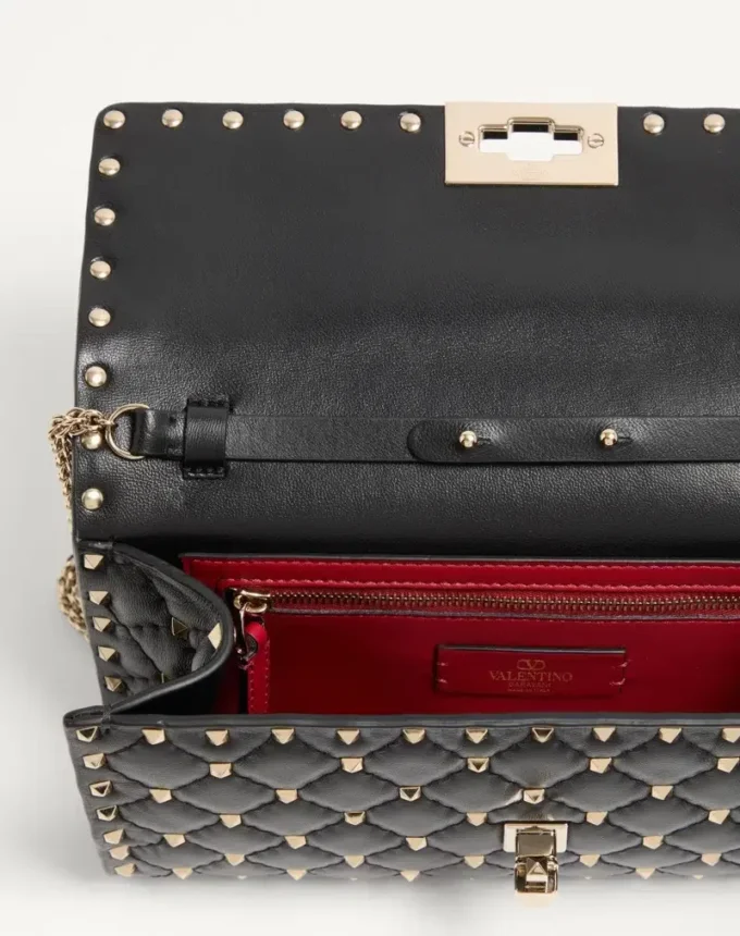 Bolso bandolera de mano de piel napa con tachuelas Rockstud Bolso bandolera de mano de piel napa con tachuelas Rockstud