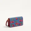 Bolso bandolera mini de denim con bordado Cherryfic y logotipo VLogo