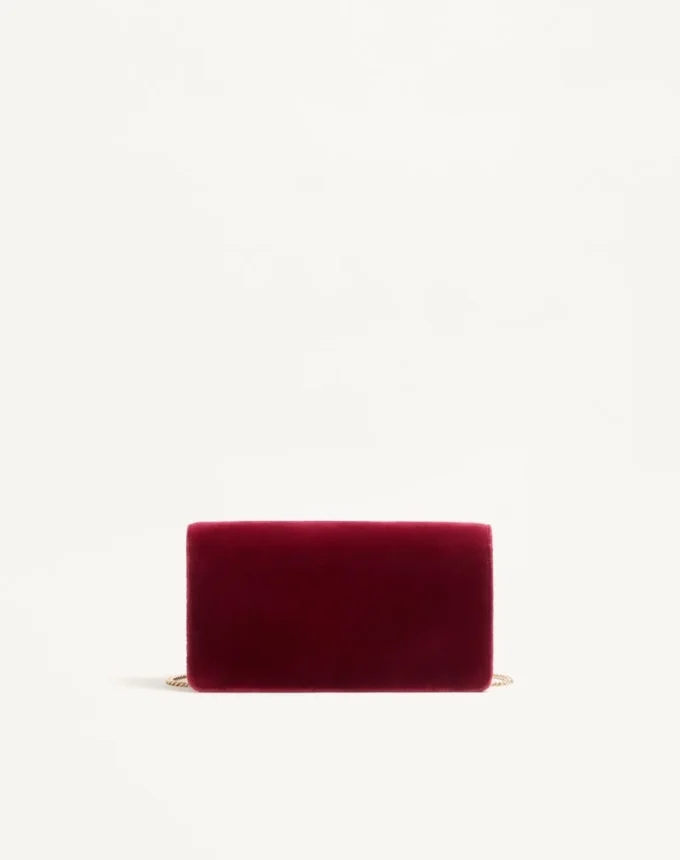 Bolso bandolera mini de terciopelo con el logotipo VLogo Signature Bolso bandolera mini de terciopelo con el logotipo VLogo Signature