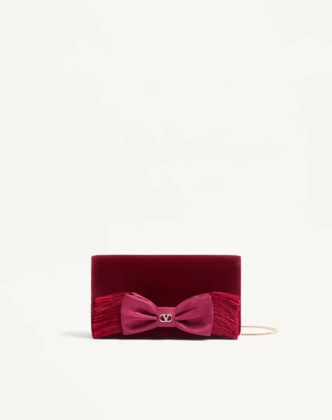 Bolso bandolera mini de terciopelo con el logotipo VLogo Signature Bolso bandolera mini de terciopelo con el logotipo VLogo Signature