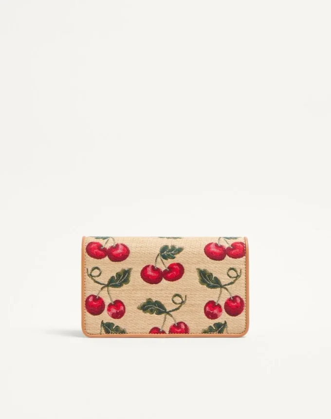 Bolso bandolera mini Vlogo Signature en rafia jacquard con estampado Cherryfic Bolso bandolera mini Vlogo Signature en rafia jacquard con estampado Cherryfic