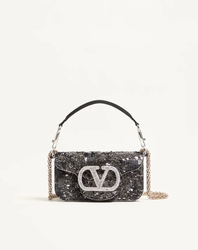 Bolso bandolera pequeño Locò de Valentino Garavani con bordado y logotipo joya Bolso bandolera pequeño Locò de Valentino Garavani con bordado y logotipo joya