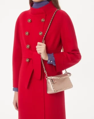 Bolso bandolera pequeño Rockstud de Valentino Garavani en piel de becerro granulada laminada