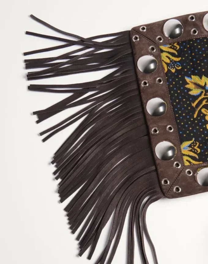 Bolso bandolera Valentino Garavani Nellcôte en tejido jacquard con flecos Bolso bandolera Valentino Garavani Nellcôte en tejido jacquard con flecos