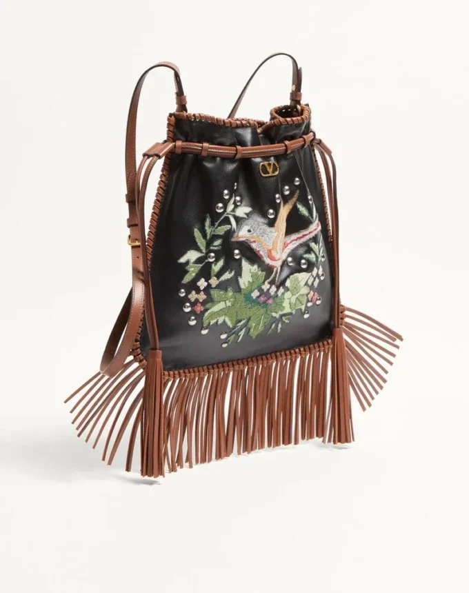 Bolso bordado con flecos Nellcôte Alice de Valentino Garavani