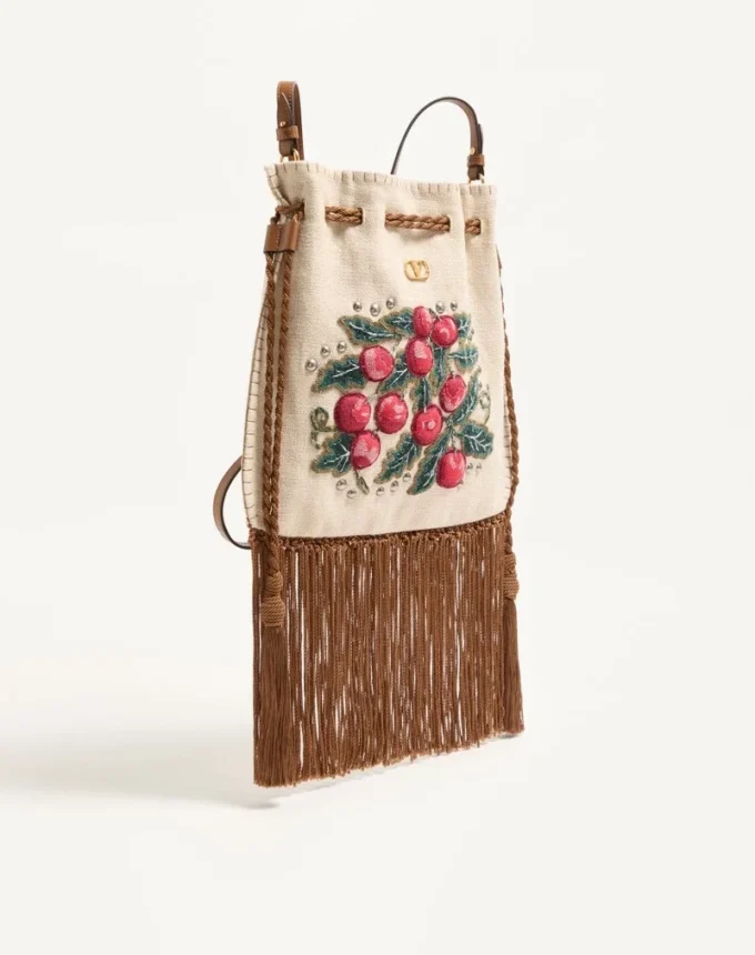 Bolso bordado con flecos Nellcôte Alice de Valentino Garavani