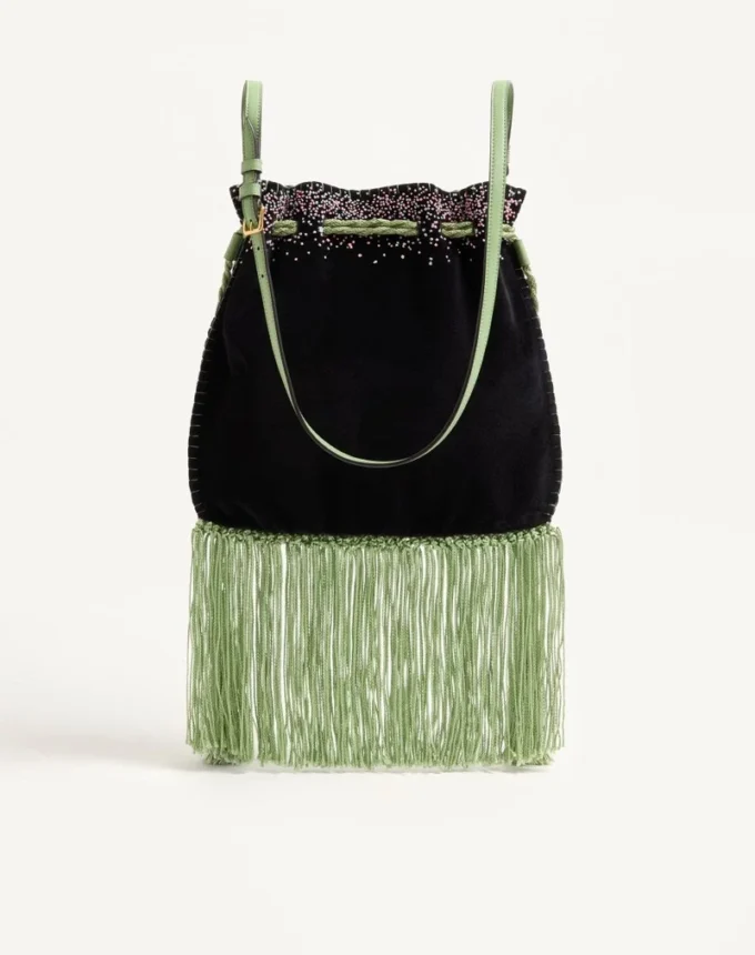 Bolso bordado con flecos Nellcôte Alice de Valentino Garavani