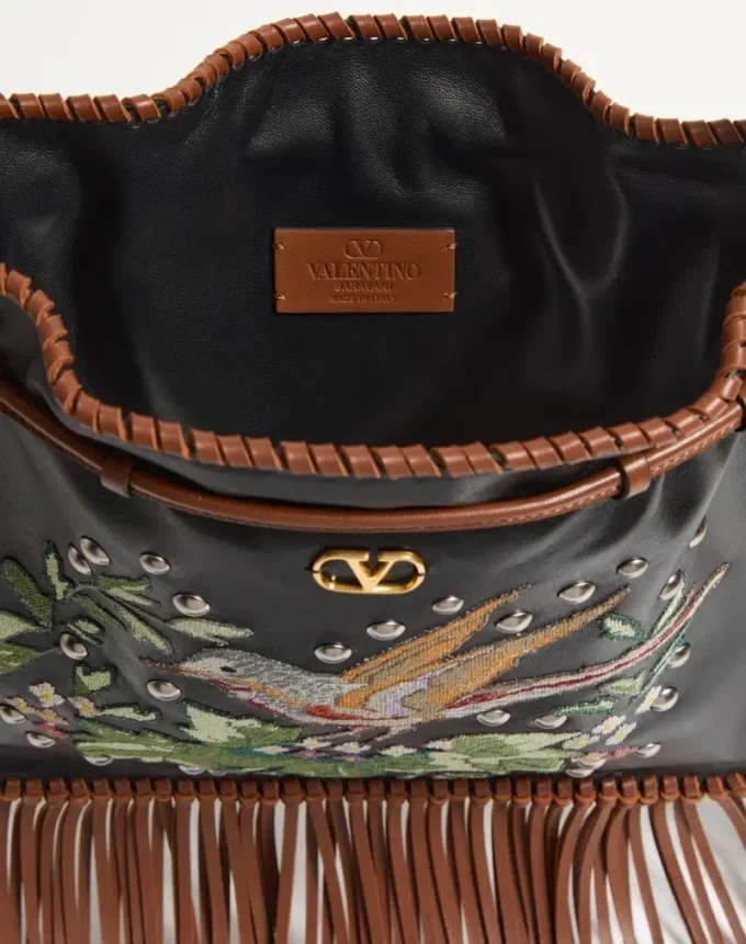 Bolso bordado con flecos Nellcôte Alice de Valentino Garavani