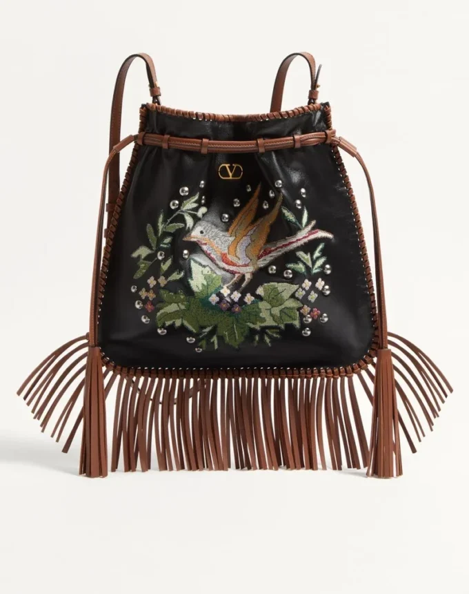 Bolso bordado con flecos Nellcôte Alice de Valentino Garavani