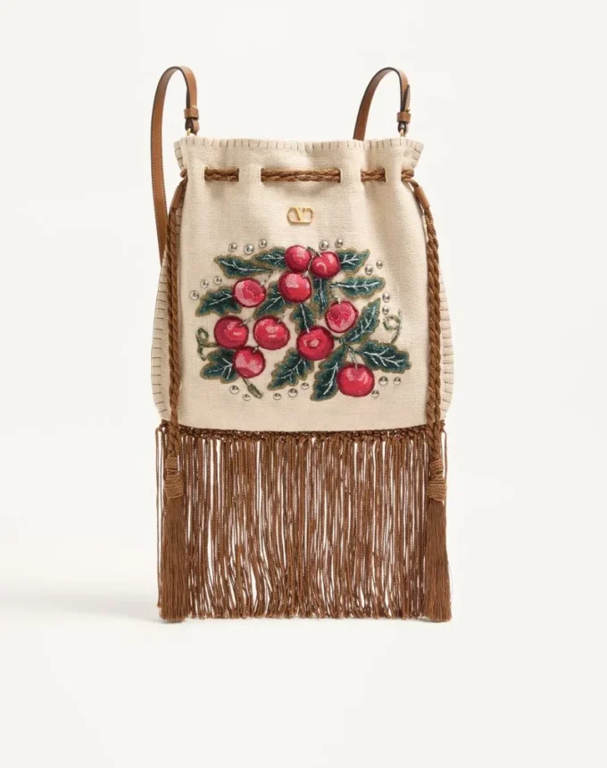 Bolso bordado con flecos Nellcôte Alice de Valentino Garavani