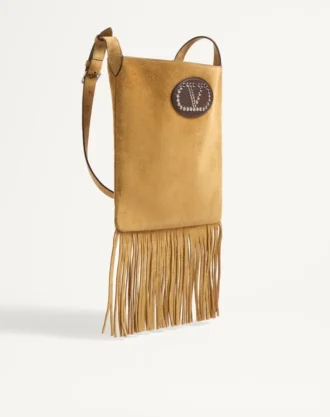 Bolso de hombro de ante con flecos Nellcôte de Valentino Garavani